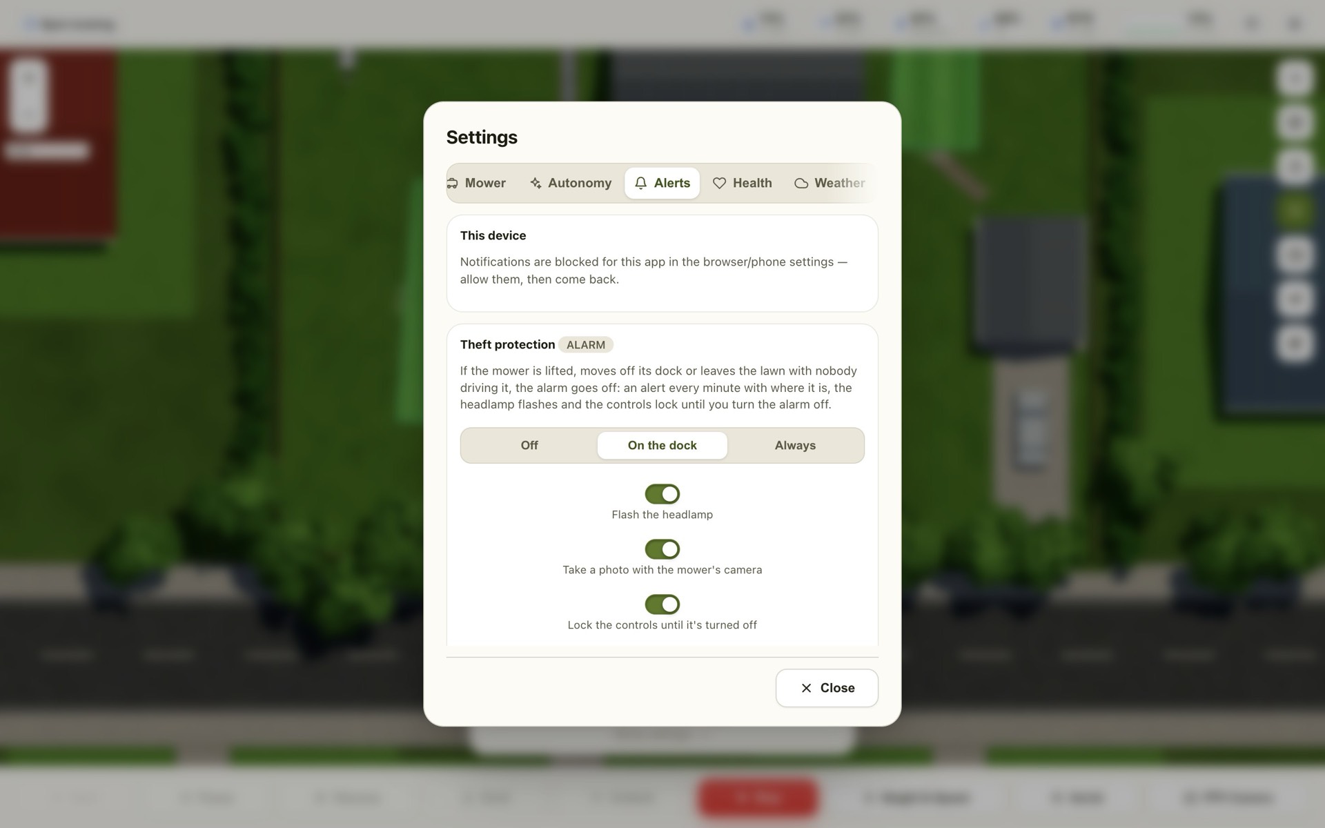 Alerts in LuLuMate on a computer