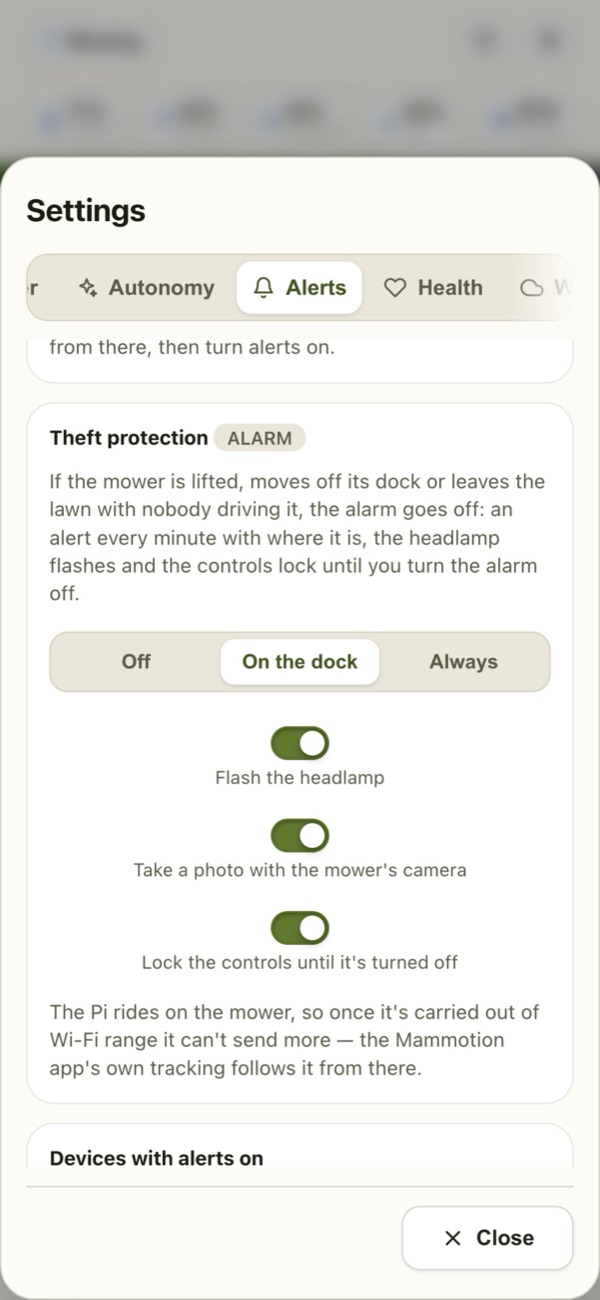 Theft protection in the LuLuMate app