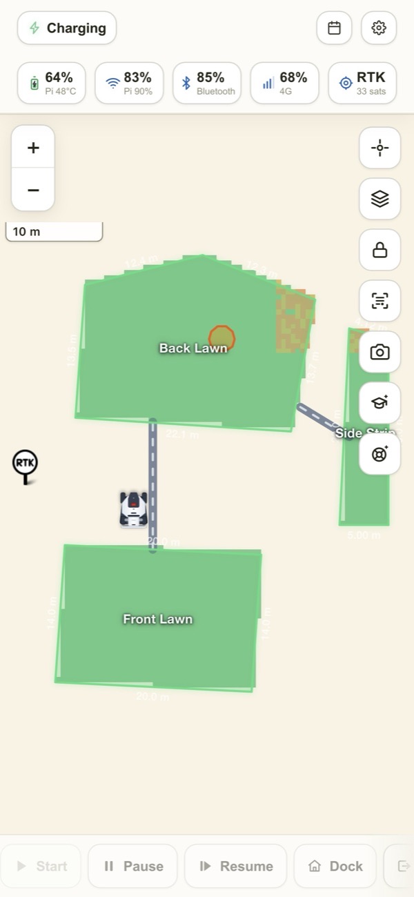 RTK signal map in the LuLuMate app